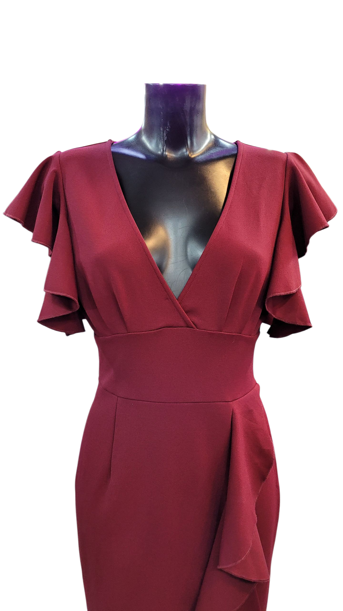Vestido Burdeo Volados