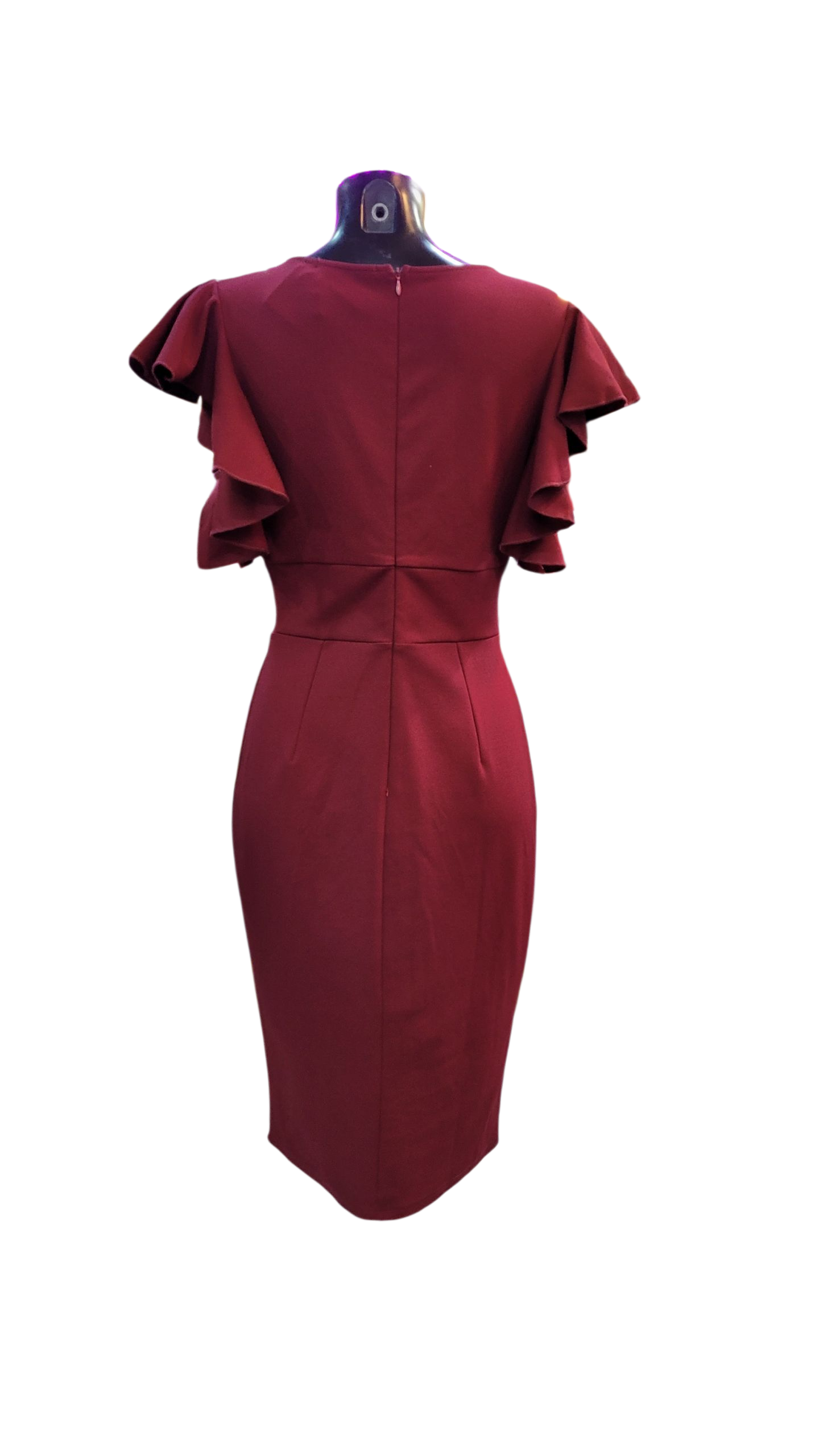 Vestido Burdeo Volados