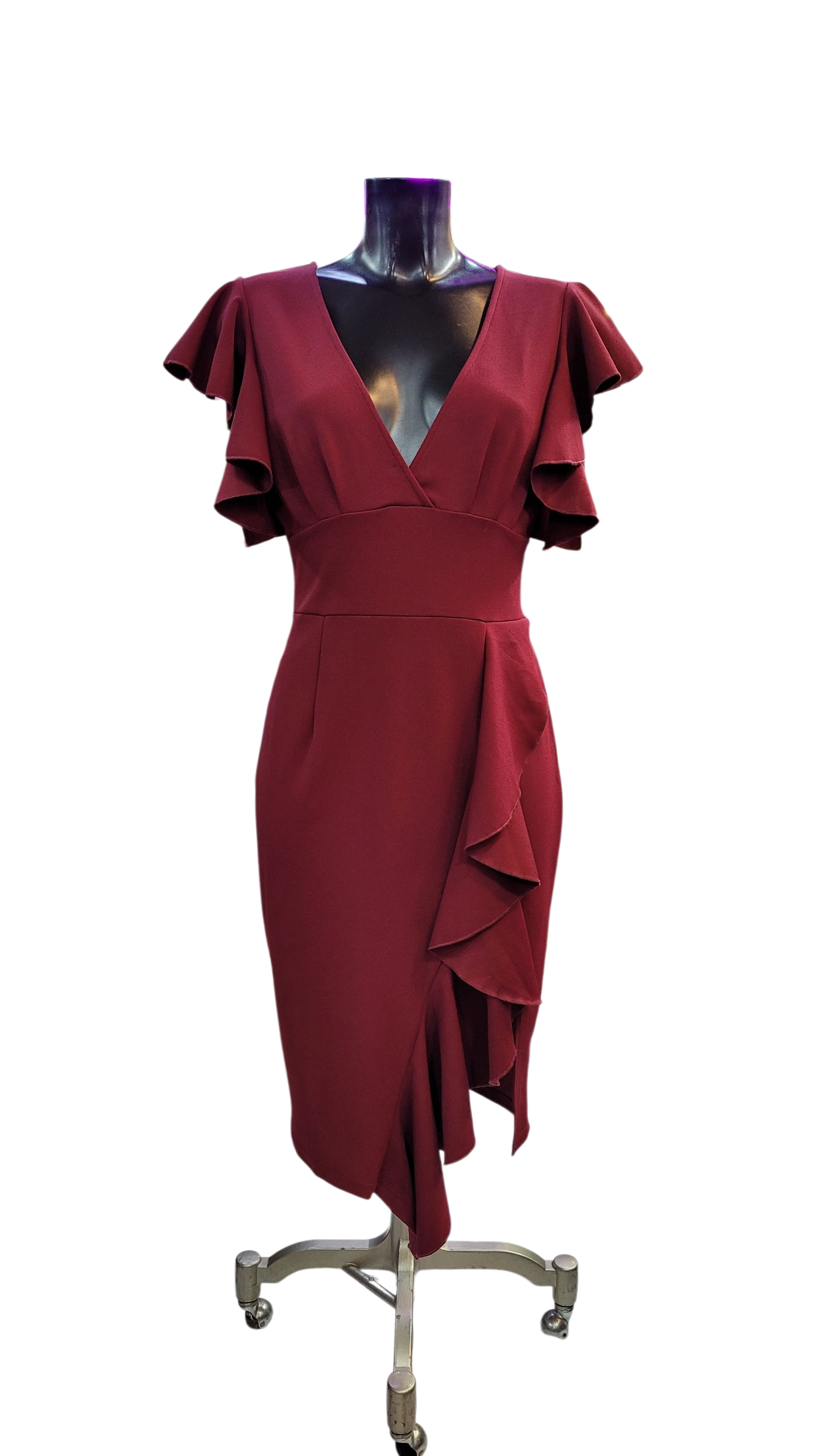 Vestido Burdeo Volados